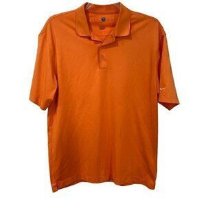 Nike Golf Mens Dri Fit Polo Shirt Orange Button Up Collar Size Large
